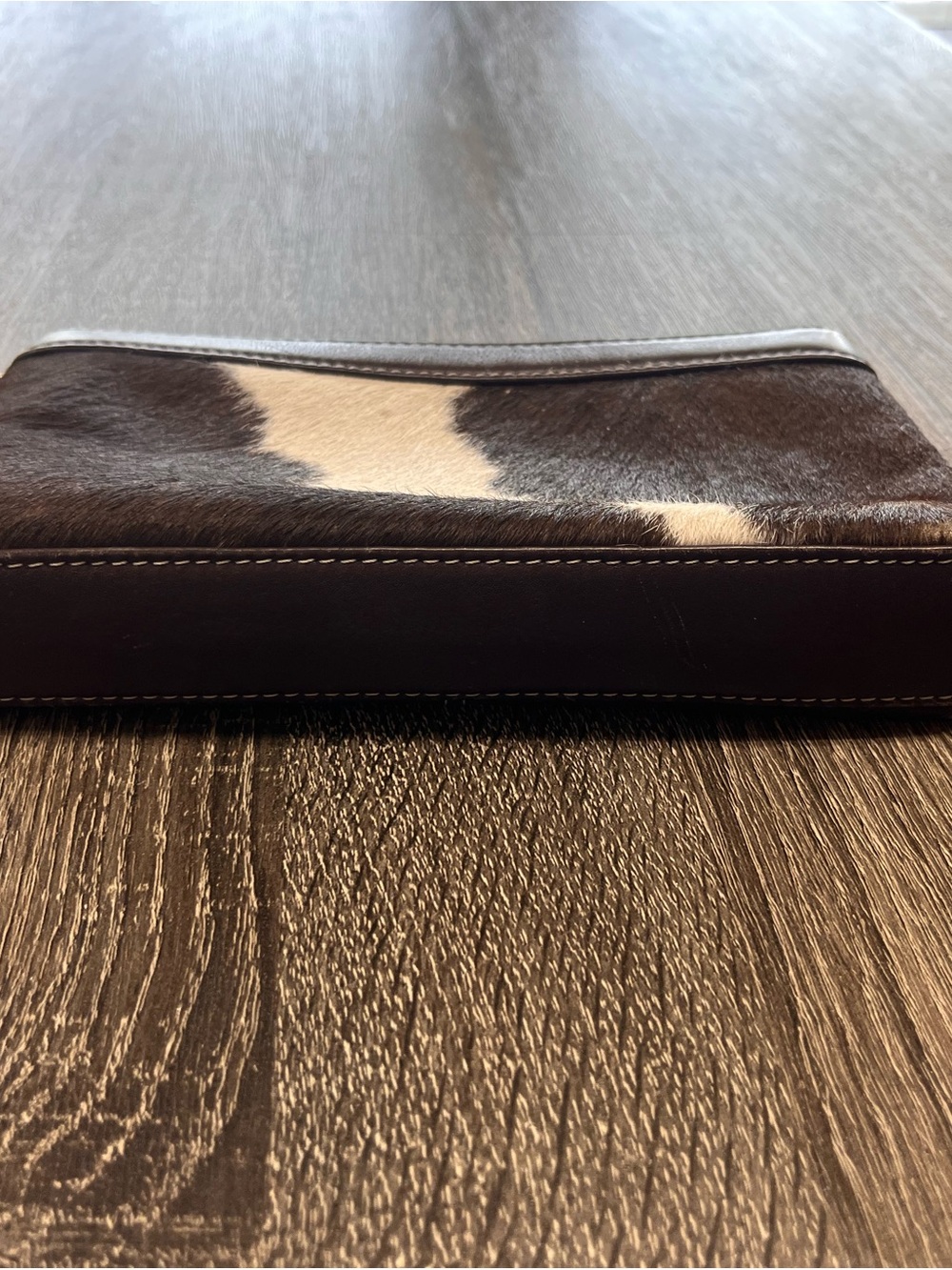 Overland Real Cowhide Brown & White. Leather Western Wristlet Cowgirl - Picture 2 of 6